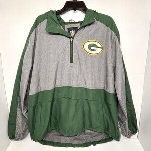 Green Bay Packers NFL Brand Authentic Windbreaker Quarter Zip Up Men's Size XXL